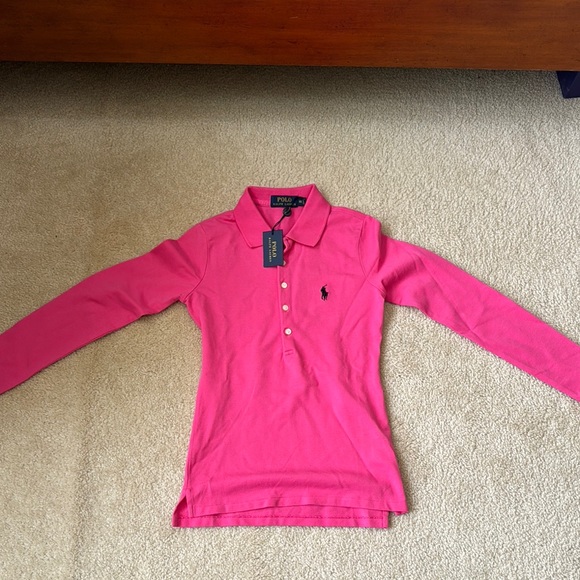 Ralph Lauren Pink Long Sleeve Polo Shirt - Picture 2 of 5